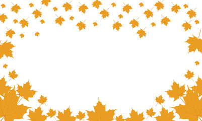 Yellow autumn leaves On white background
