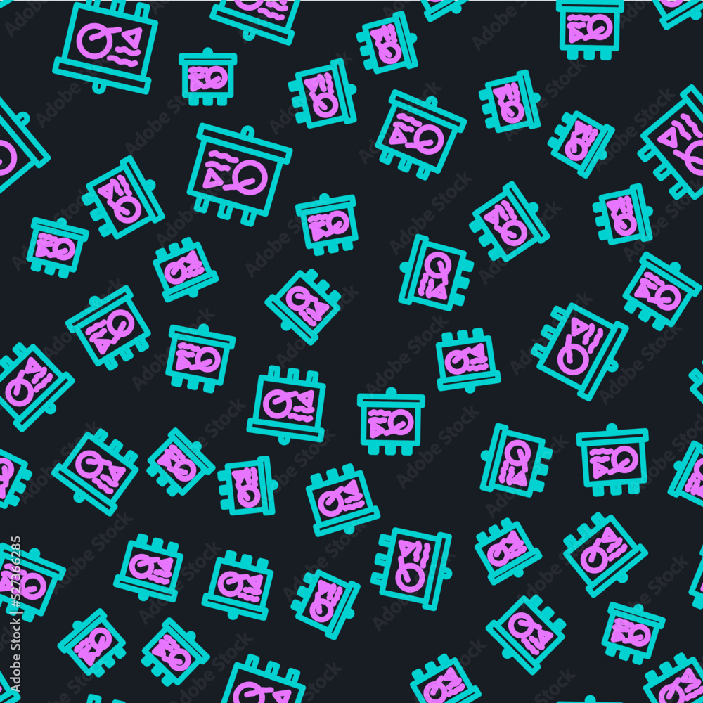 Poster line scenario on chalkboard icon isolated seamless pattern on black background. script reading conce