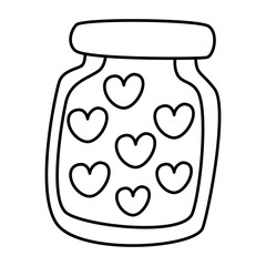 Valentines day jar filled with hearts line