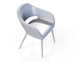 Chair with white top and wooden legs 3d render