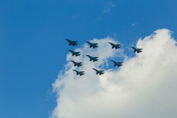 Airplanes in skies over Moscow on Victory Day