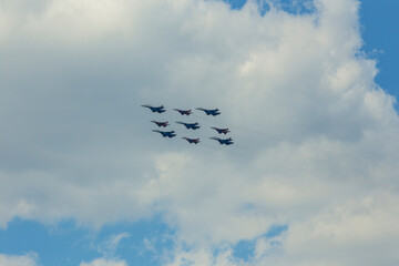 Airplanes in skies over Moscow on Victory Day