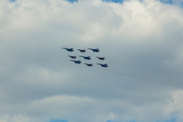 Airplanes in skies over Moscow on Victory Day