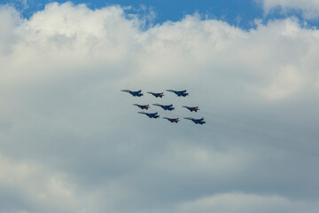 Airplanes in skies over Moscow on Victory Day