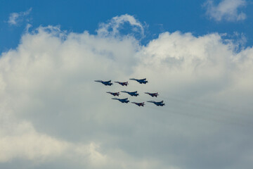 Airplanes in skies over Moscow on Victory Day