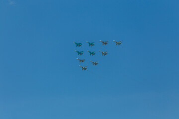 Airplanes in skies over Moscow on Victory Day