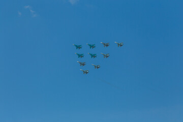 Airplanes in skies over Moscow on Victory Day