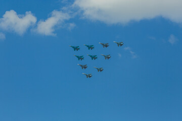 Airplanes in skies over Moscow on Victory Day