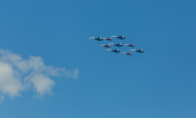 Airplanes in skies over Moscow on Victory Day
