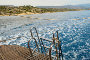 Ship ladder against the sea