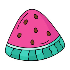 Cartoon watermelon slice icon.