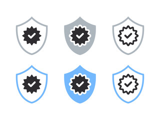Fototapeta premium Verified icons. Shield and check mark sign. Verified sign concept. Guaranteed signs. Vector illustration