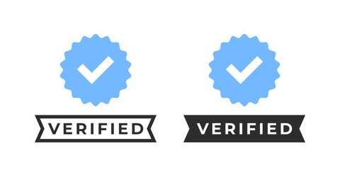 Verified badges. Blue tick. Verified sign concept. Guaranteed signs. Vector illustration