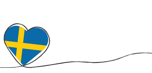 Fahne von Schweden in Herzform
