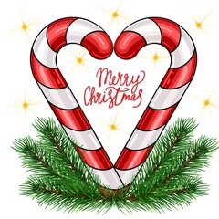 Christmas Lollipops Cane with Spruce Branches Lettering