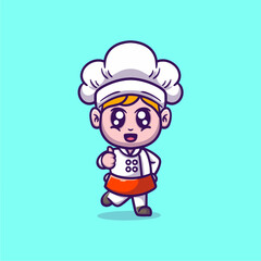 cute chef vector icon illustration