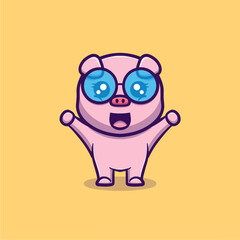cute pig vector icon illustration