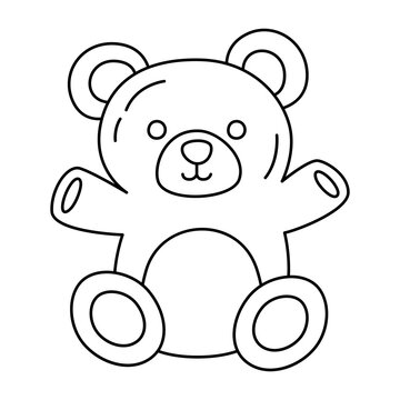 recommend clip art: Teddy bear with heart shape linear icon