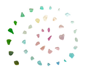 Isolated Spiral of Colorful Rainbow Sea Glass with Transparent Background