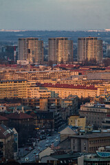 A view of the city with traffic and surroundings