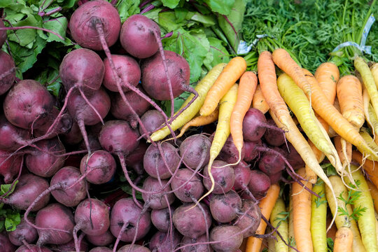 Beets And Carrots At Farmers Market