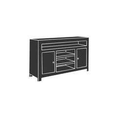 TV Stand Icon Silhouette Illustration. Furniture Vector Graphic Pictogram Symbol Clip Art. Doodle Sketch Black Sign.