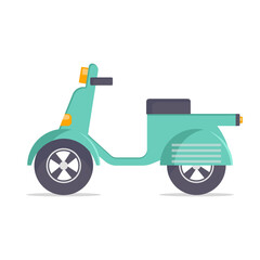 Scooter in flat style. Vehicle for transportation or delivery.
