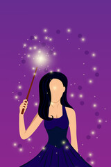 Cute girl with a magic wand