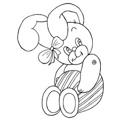 Vector flat hand-drawn illustration of a rabbit doll isolated on a white background to illustrate a children's book.