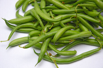 green beans close-up on a light background