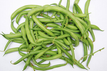green beans close-up on a light background