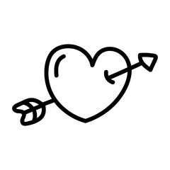 Arrow Through Heart doodle icon.