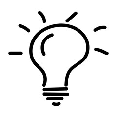 Light bulb lamp line doodle icon.