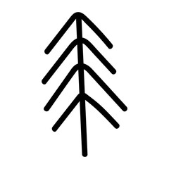 Christmas tree line doodle icon.