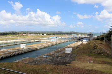 Fototapeta na wymiar Panama Canal, the passage of ships through the canal