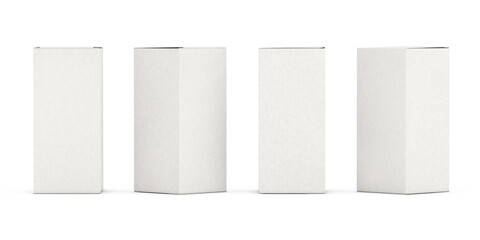 White Cardboard Paper Package Box Mockup in Different View. 3d Rendering