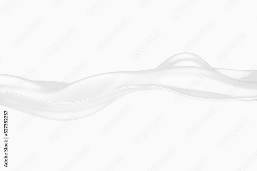 Aufkleber abstract white flowing liquid wave lines background. 3d rendering
