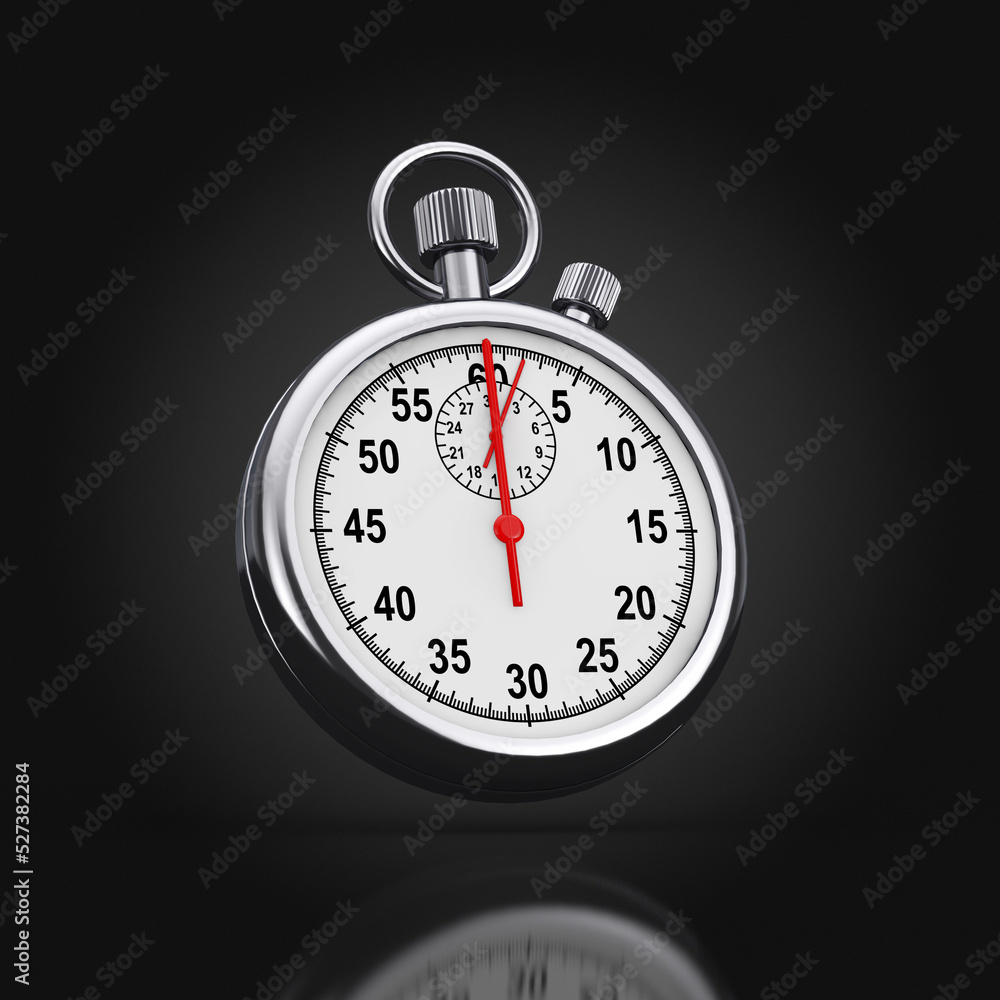 Poster Classic Chrome Stopwatch. 3d Rendering