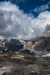 Mountain trail Lagazuoi in Dolomites