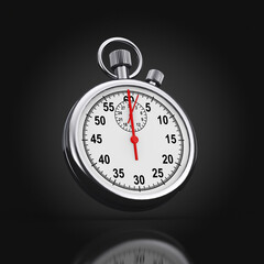 Classic Chrome Stopwatch. 3d Rendering