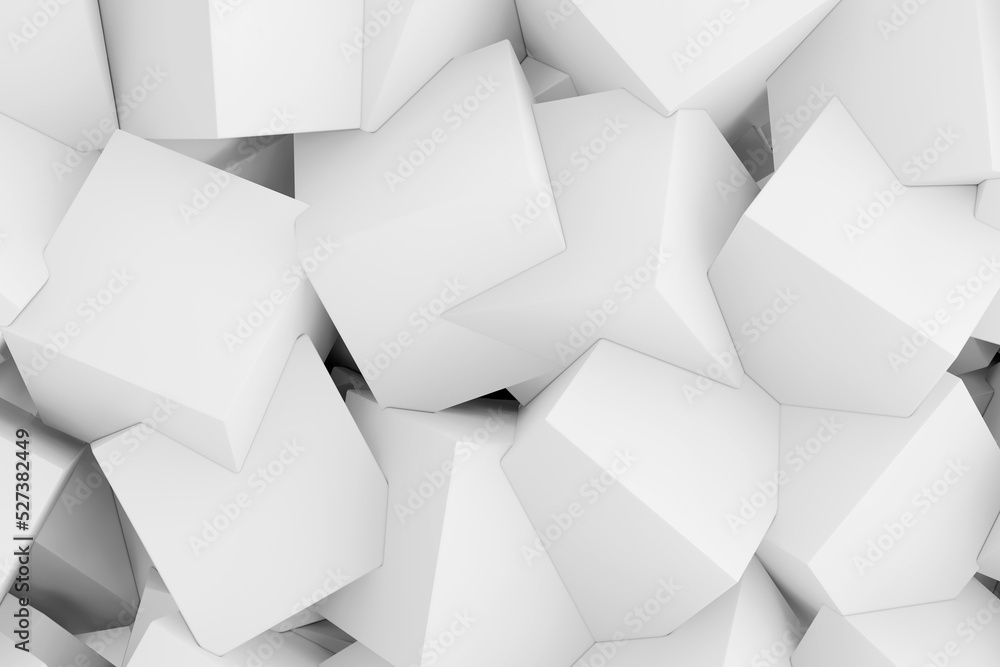 Aufkleber White Abstract Futuristic Polygons Cubes Structure Background. 3d Rendering