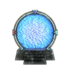 Stone Space Gate Portal to Another Worlds and Universe. 3d Rendering