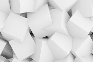 White Abstract Futuristic Polygons Cubes Structure Background. 3d Rendering