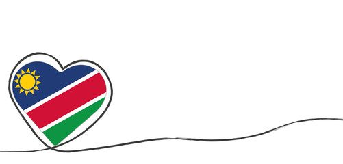 Fahne von Namibia in Herzform 