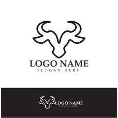 Obraz premium Bull head horn logo and symbol template icons illustration design vector