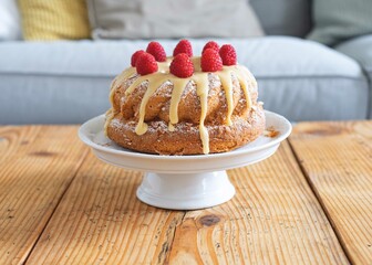Eierlikör Guglhupf mit Himbeeren