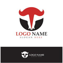 Obraz premium Bull head horn logo and symbol template icons illustration design vector