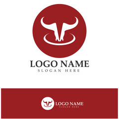 Bull head horn logo and symbol template icons  illustration design vector