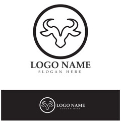 Bull head horn logo and symbol template icons  illustration design vector