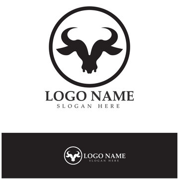Bull head horn logo and symbol template icons  illustration design vector